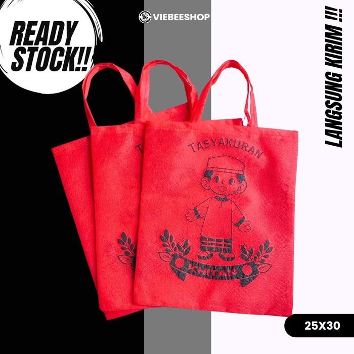( Isi 50 Biji ) Tas Hajatan Tasyakuran Khitan Goodiebag Spunbond Souvenir Khitan 25X30 Berkualitas