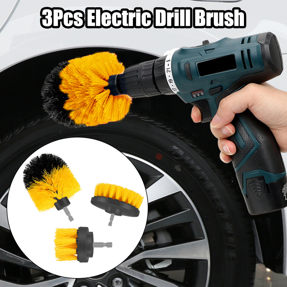 BARU Car Brush Drill Scrubber Brush Kit Car Accessories Car Auto Care Hard Bristle Cleaning Tool