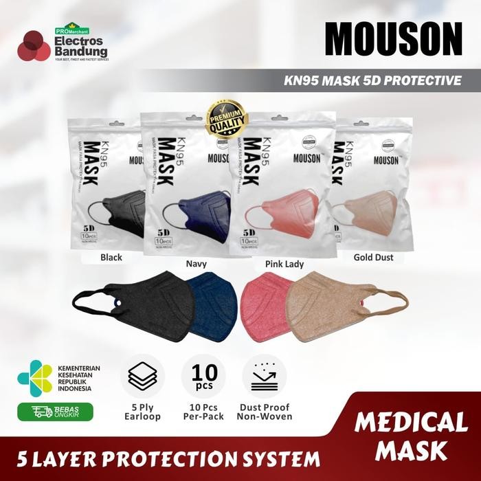 KJB MASKER KN95 MOUSON 5D ISI 10 PCS 5PLY KN 95 MOUSON EMBOSS WARNA DEWASA