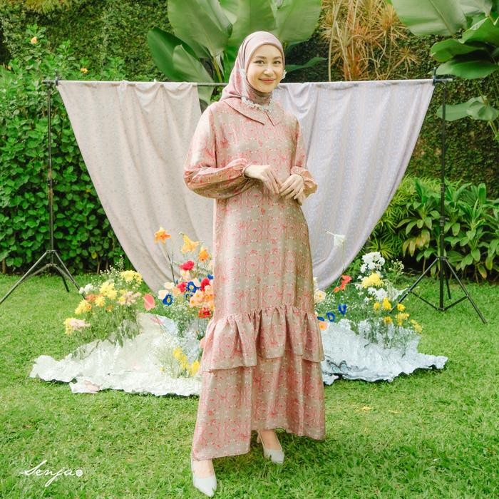 SALE Senja.id Long Dress Asha Series / Ruffle / Muslim / Panjang / Kerah / Coklat / Gamis / Wanita