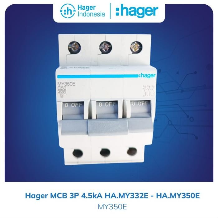 Hager MCB Listrik 3 Phase 50a 50 ampere 4.5kA - MY350E