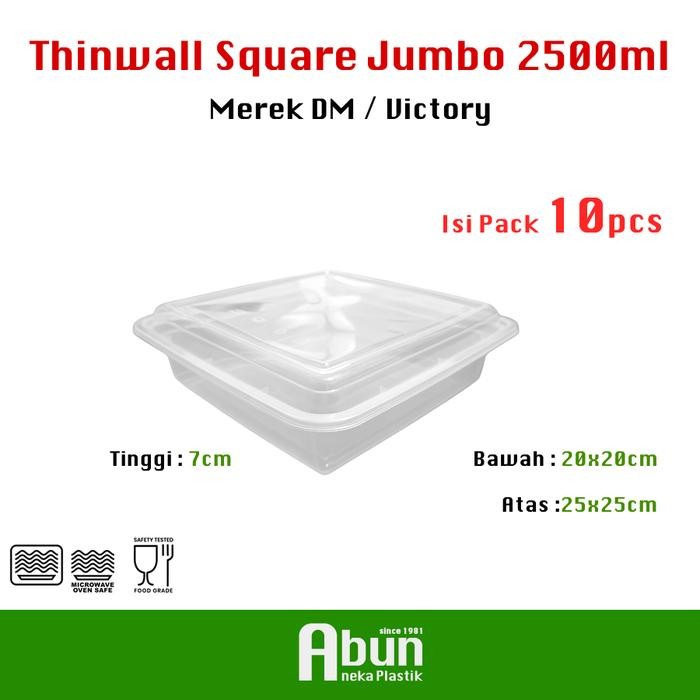 Thinwall Jumbo 2500 Ml Square (Dm/Victory) Isi 10Pcs Promo 