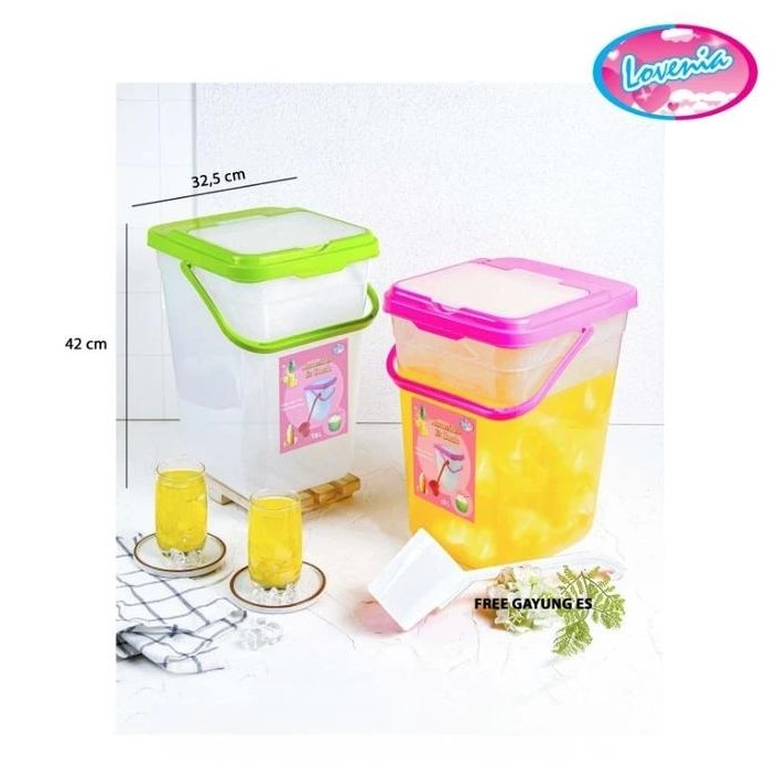 TEMPAT ES BUAH PRASMANAN DENGAN GAGANG TOPLES KONTAINER ES BUAH 15 25 LITER GAYUNG LOVENIA FORTUNA