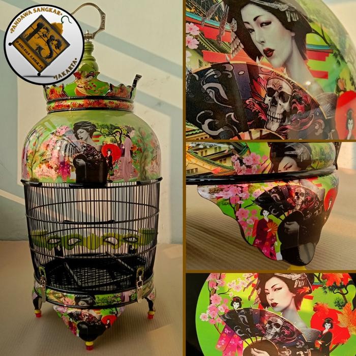 ASLI SANGKAR/KANDANG PERKUTUT CMS JATI DECAL MOTIF SAKURA READY STOCK