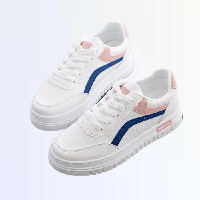 Sepatu Wanita Flat Casual Mk Putih Synthetic Leather 3Cm High Heels Wedges - Shoes Terbaru 