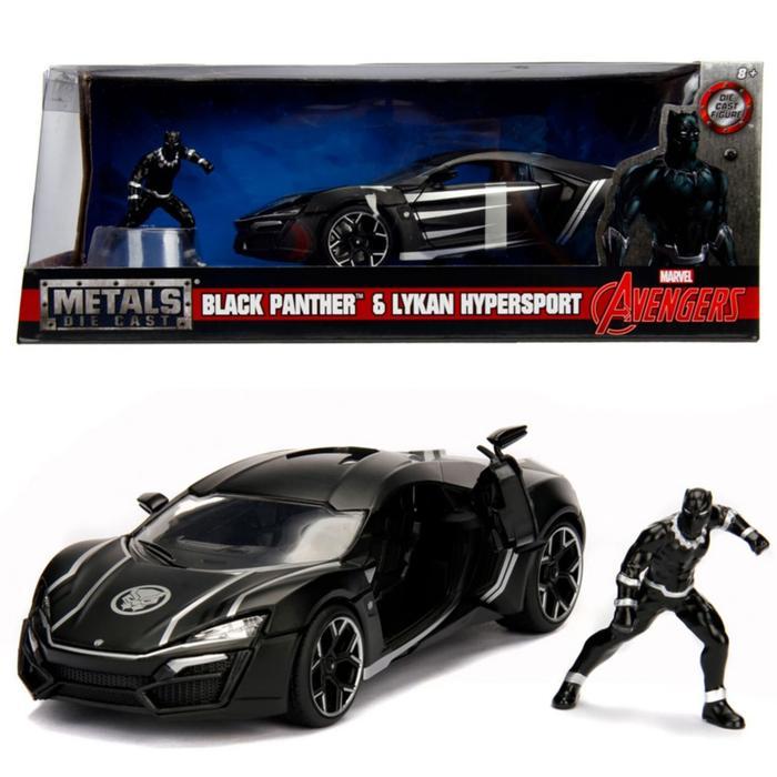 Jada 1/24 Black Panther And Lykan Hypersport Marvel Terbaru 