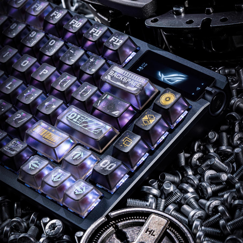 Cyber Ruins Keycaps Black Cool PBT Heat Sublimation Customized Machine Transparent Keyboard Keycaps
