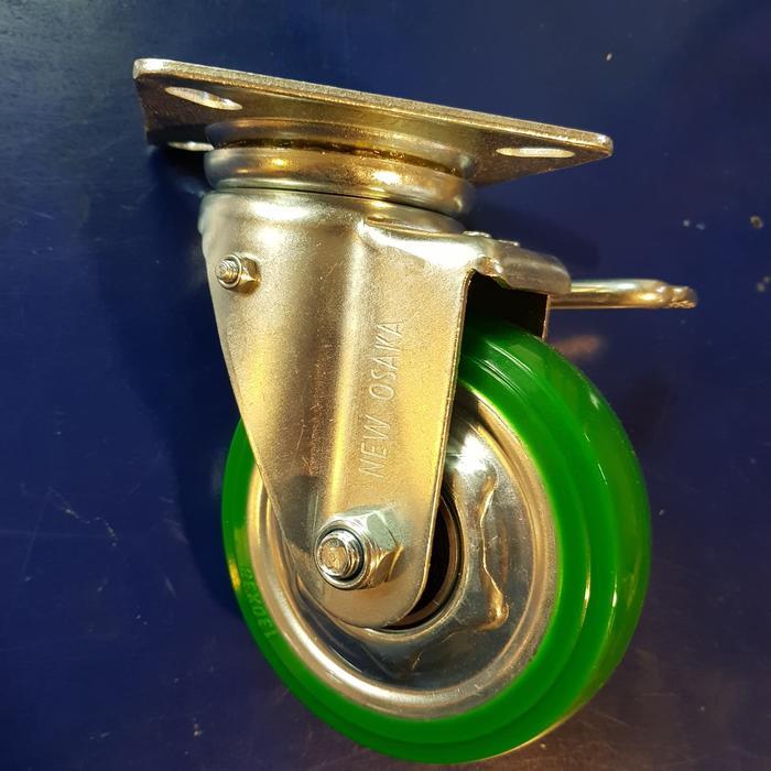 Roda Troli Pu Osaka 5" Rem Japan Terbaruu!!