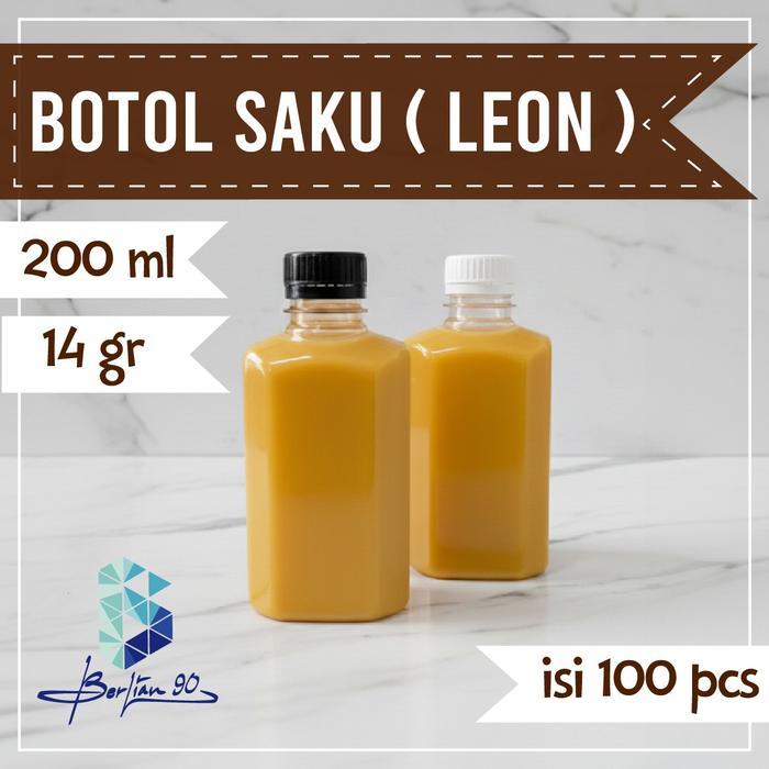 ( Isi 100 ) Botol Plastik Leon 200ml / Botol Saku Leon 200ml / Botol Mini Square 200ml / Botol Plast