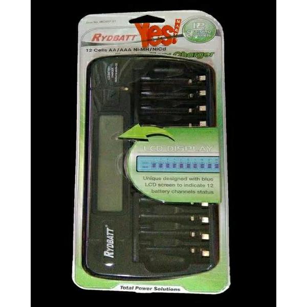 Rydbatt Fast Battery Charger 12Slot AA / AAA & LCD Display
