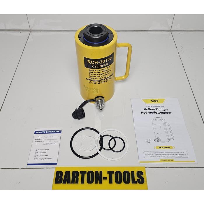 30 Ton 100mm Single Hollow Plunger Hydraulic Cylinder Jack RCH-30100 BARTON Dongkrak Silinder Hidrol