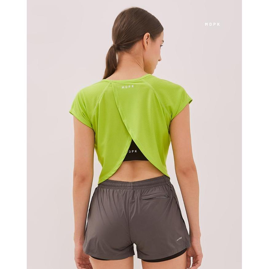 MDPK - Halo Back Top Pakaian Olahraga Wanita Outer Olahraga Crop T-Shirt DryForce Technology
