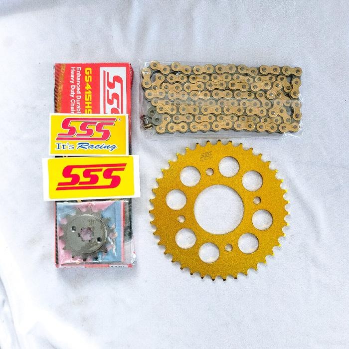 Gear Set Sss 415 Supra X 125 Karisma Revo Blade Supra Fit New Ukuran Depan 14T Tk Belakang 35T/39T