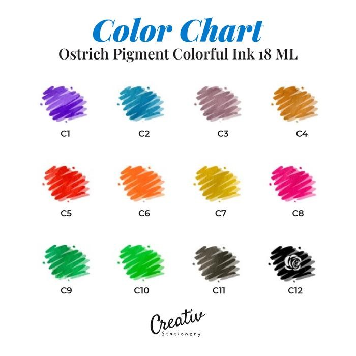 

Promo! Ostrich Tinta Kaligrafi Warna Seri Pigment Colorful Ink 18 Ml Fountain Pen Ink