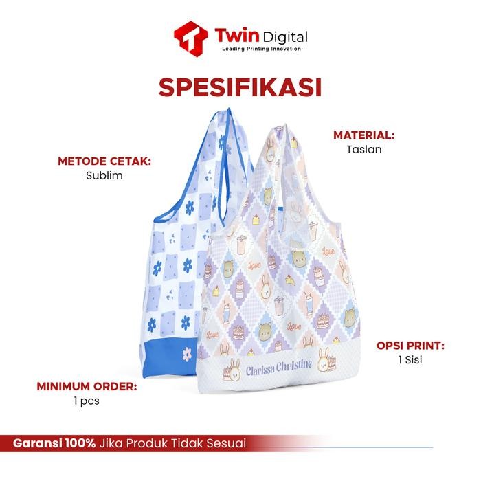Custom Tas Belanja Lipat Taslan Foldable Shopping Bag - Tas Lipat Sublim