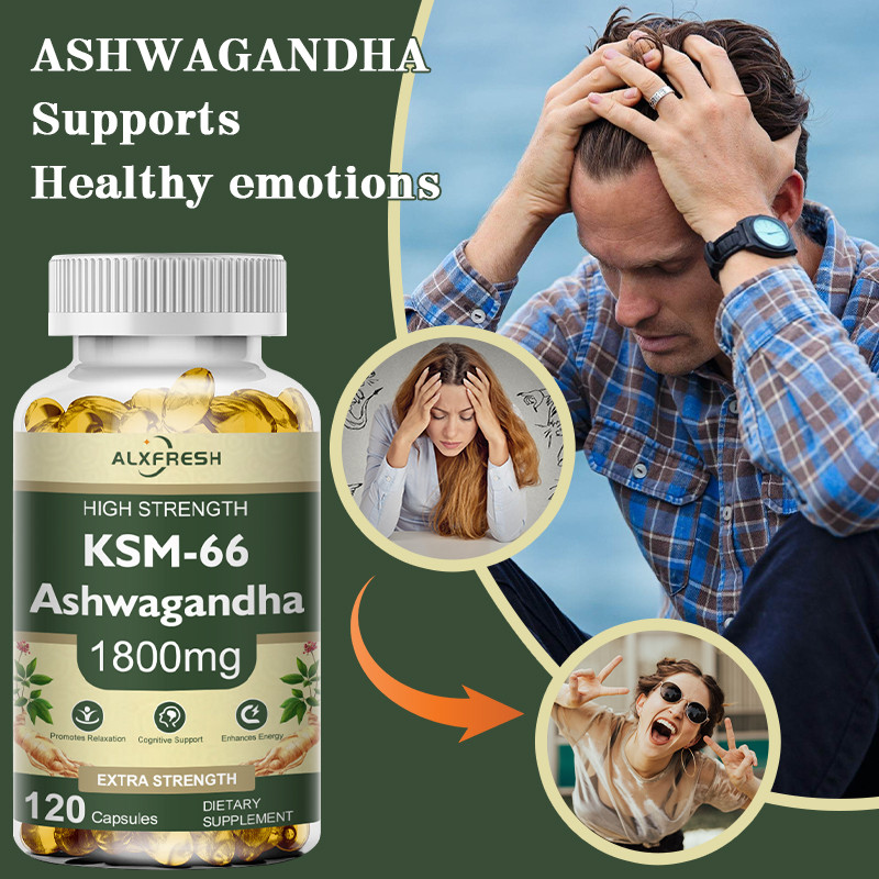 IMPORT KSM-66 NATURAL ASHWAGANDHA CAPSULES ASHWAGANDHA SUPPLEMENT 1800MG FOR HEALTH SUPPORT - PLANT
