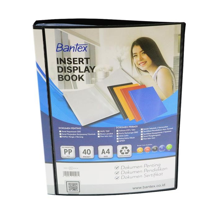 

Bantex Insert Display Book PP A4 40 pockets Black #3145I10