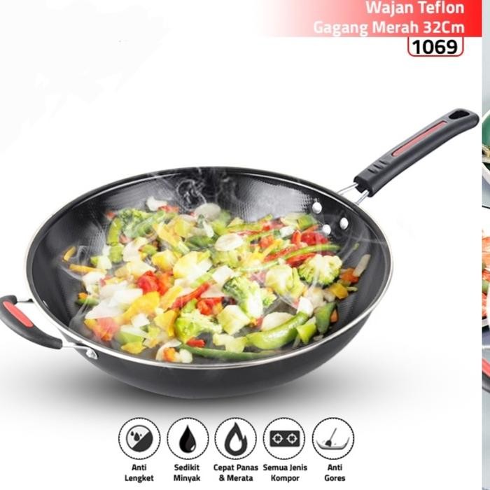 Wajan Kuali Enamel Anti Lengket Dan Anti Gores/Wajan Enamel Gagang