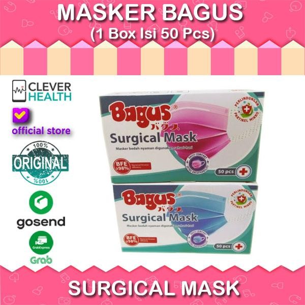 Bagus Surgical Mask / Masker 3 Ply / Masker Medis / Box isi 50