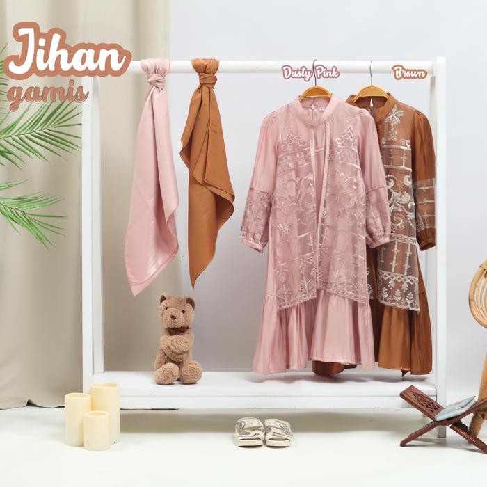 muna [Anak-Bunda] Jihan Gamis Pakaian Muslim Anak Perempuan 3-10 Tahun Katun Shimmer Brukat Bordir
