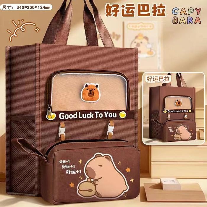 TAS LES CAPYBARA Tas Les Anak Tas Multifungsi Tas Bahu Tas Selempang Les Kursus Tote Bag TUTOR BAG