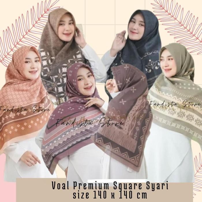 ASLI SEGIEMPAT VOAL SYARI Premium Size 140 x 140 cm MOTIF JILBAB SEGIEMPAT READY STOCK