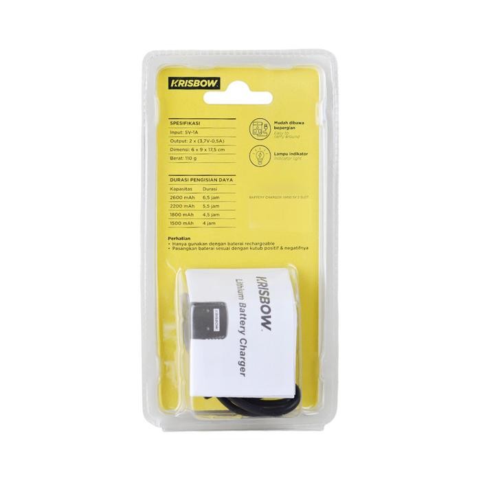 Pilihan- Azko Krisbow Charger Baterai 2 Slot 18650 5V Casan Batre Isi Ulang Peralatan