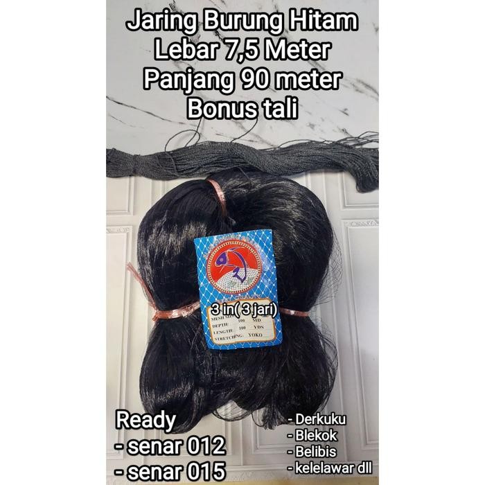 Pilihan- Jaring Burung Hitam 015 Tinggi 7,5 Panjang 90 M Bnus Tali Untk Tekukur