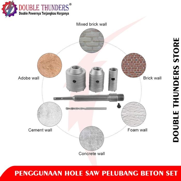 Dt Hole Saw Beton Set 60Mm Hole Saw Pelubang Beton Set DiskonR01925A