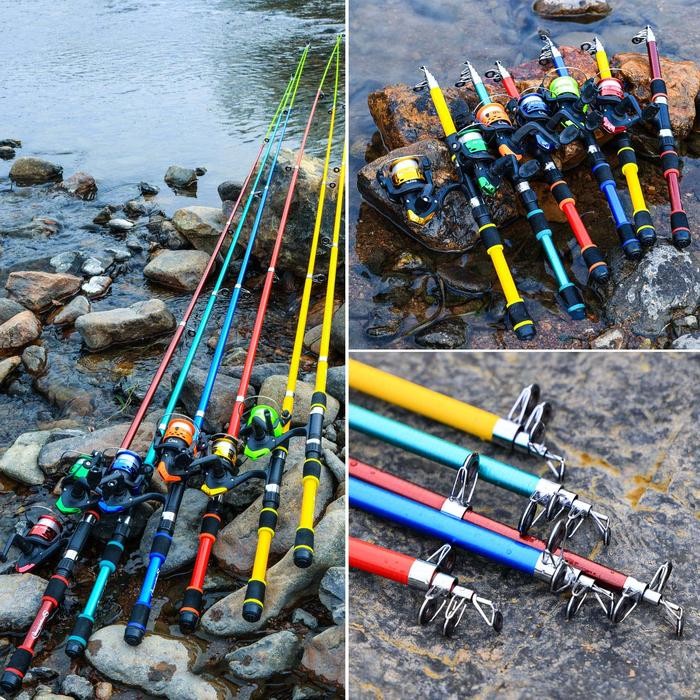 Sougayilang [Cod] Joran Pancing Set 1.8M Portable Stik Pancing 5.2:1Gr Reel Pancing Spinning