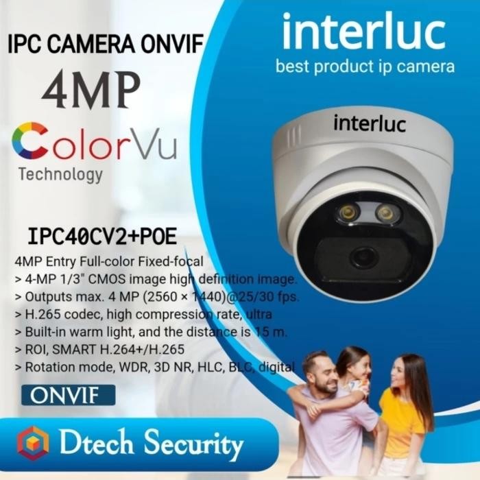 Pilihan- Cctv Ip Camera 4Mp Colorvu- Interluc Ipc-40Cv2+Poe Interluc Cctv