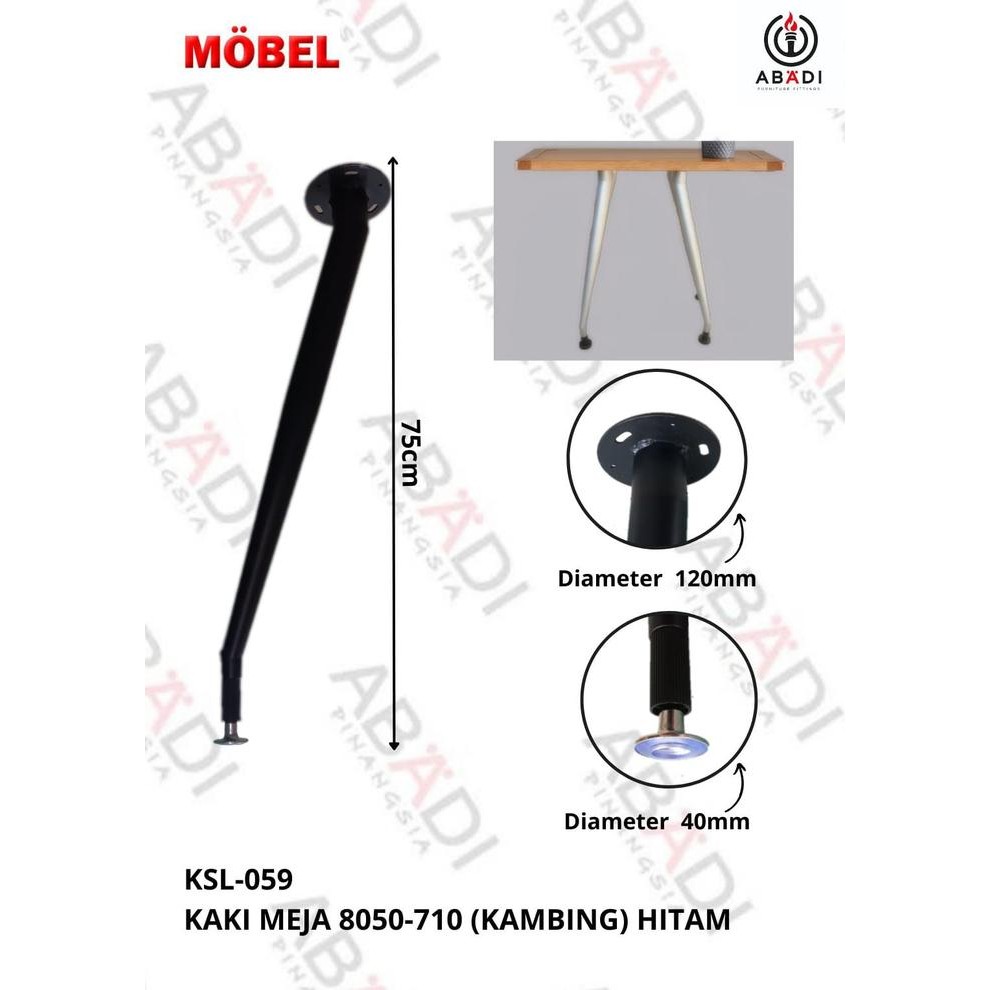 Kaki Meja 8050-710 (Kambing) Hitam