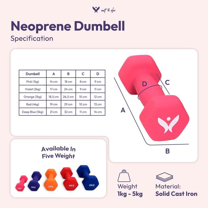 setia CAIT & CLEI Neoprene Dumbell Barbel Neoprene Gym & Fitness 1 2 3 4 5 KG Dumbell Gym wanita