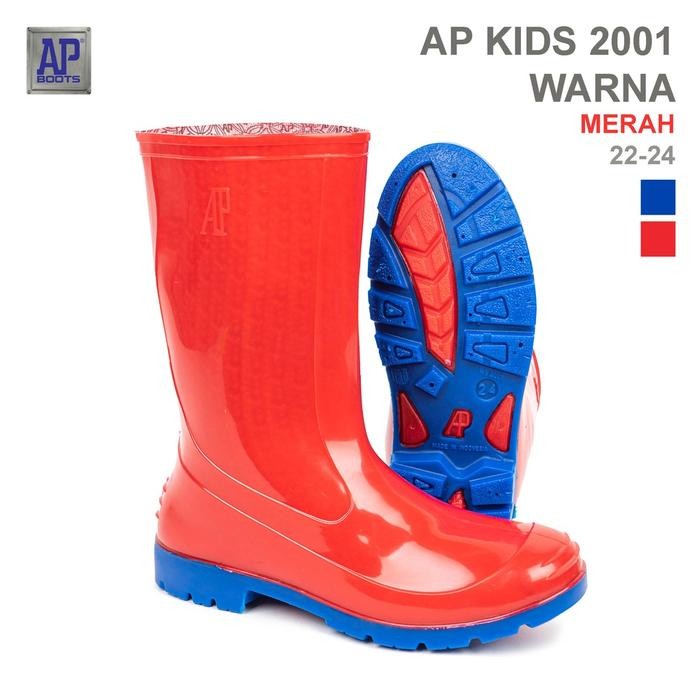 Piero Kidswear - Sepatu Boot Anak Ap Boots 2001 Merah Biru - Sepatu Boot Karet Kaki Kids