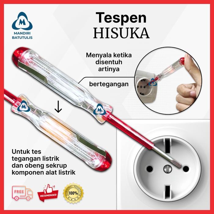 Tespen Listrik HISUKA Analog Serbaguna - Alat Tes Tegangan Listrik dan Obeng Minus Kecil - Tester