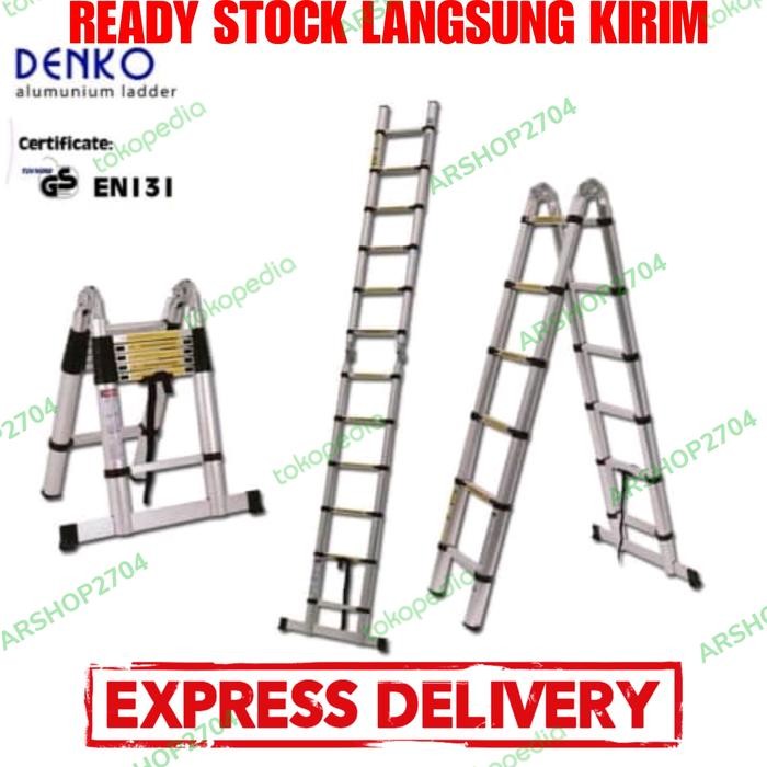 Ready PROMO Tangga Telescopic DENKO TLB9/tangga teleskopik double 5.6m