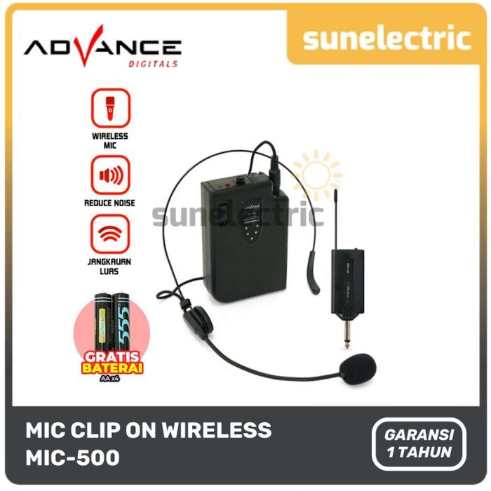 Ready Advance MIC500 Wireless Clip On Microphone MIC-500 Mikrofon Clip On Bando Tanpa Kabel MIC 500