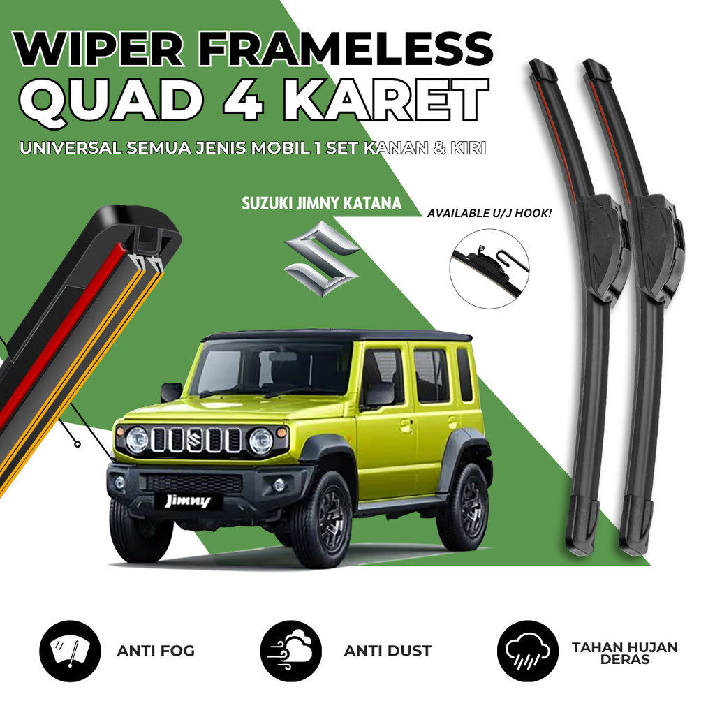 Wiper 4 Karet Mobil Suzuki Jimny Katana Kaca Depan Satu Set Kiri Kanan