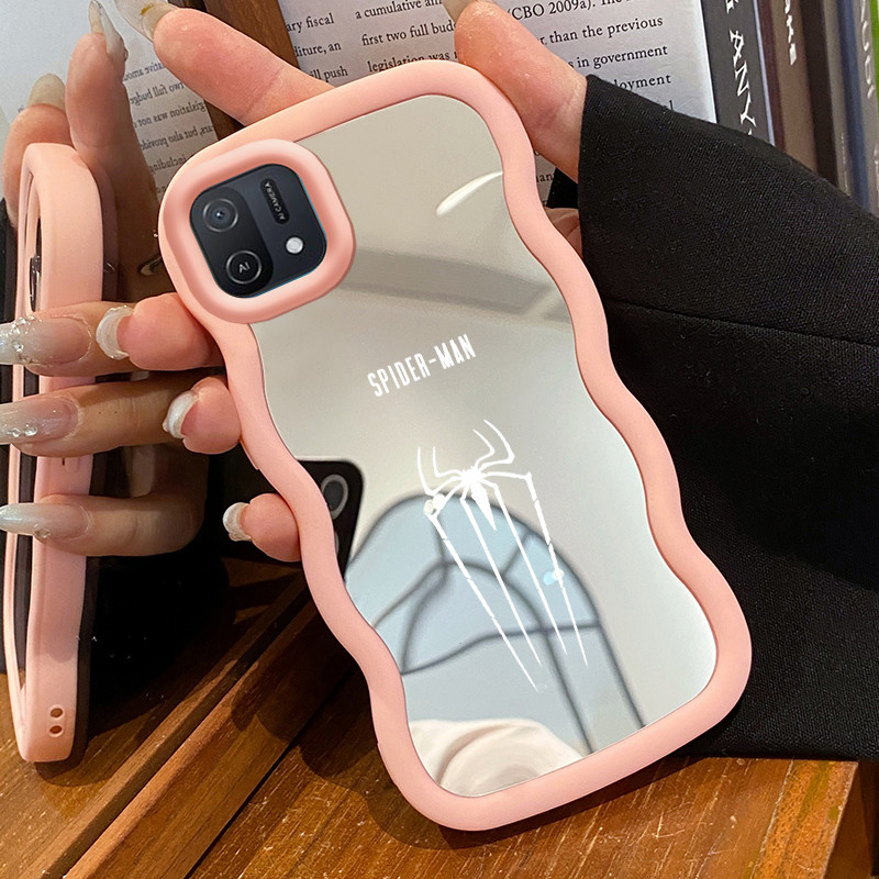 Casing Untuk OPPO A16K A16E Case Casing HP Pola bekas kaki dan laba-laba Kesing Kasing Macaron Mirro