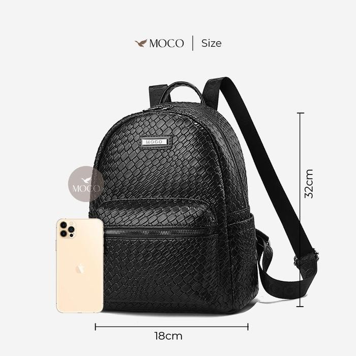 Top Crovia BagMOCO Tas Ransel Wanita Kulit Backpack Kuliah Sekolah Unisex Croco 8802-10