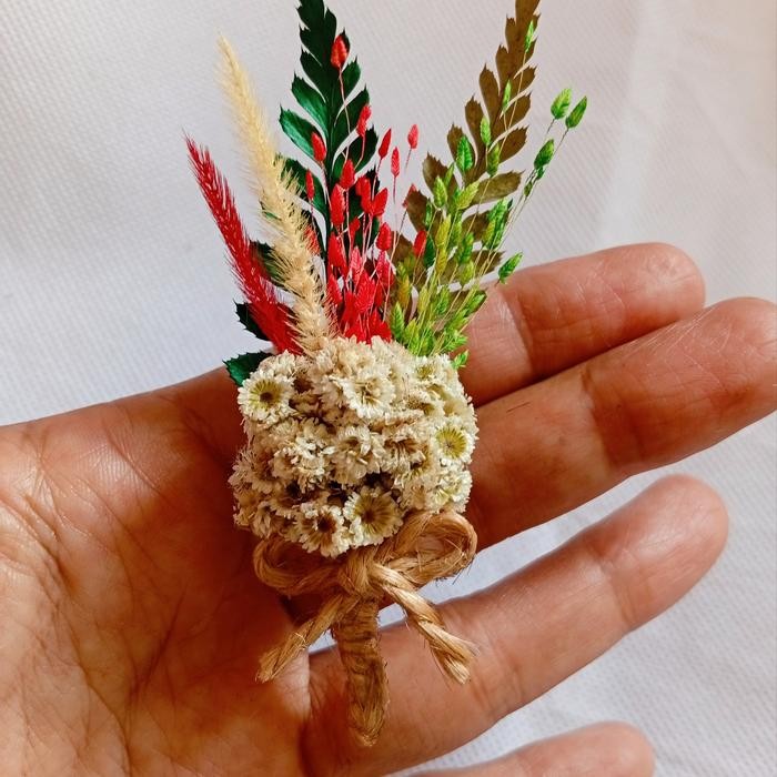 Corsage Wedding/Pin Jas Pengantin/Bross Bunga Kering Aesthetic