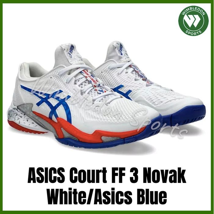 Terlaris Sepatu Asics Court Ff 3 White/Asics Blue / Asics Court Ff3 Tennis Shoes Men