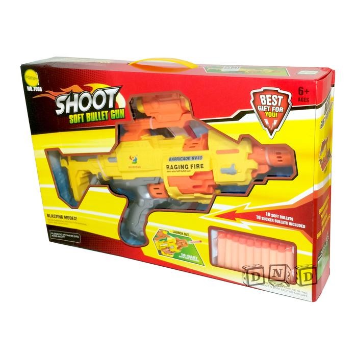 ASLI Mainan Anak - Shoot Soft Bullet Blaster Gun Pistol Semi Otomatis 7008 READY STOCK