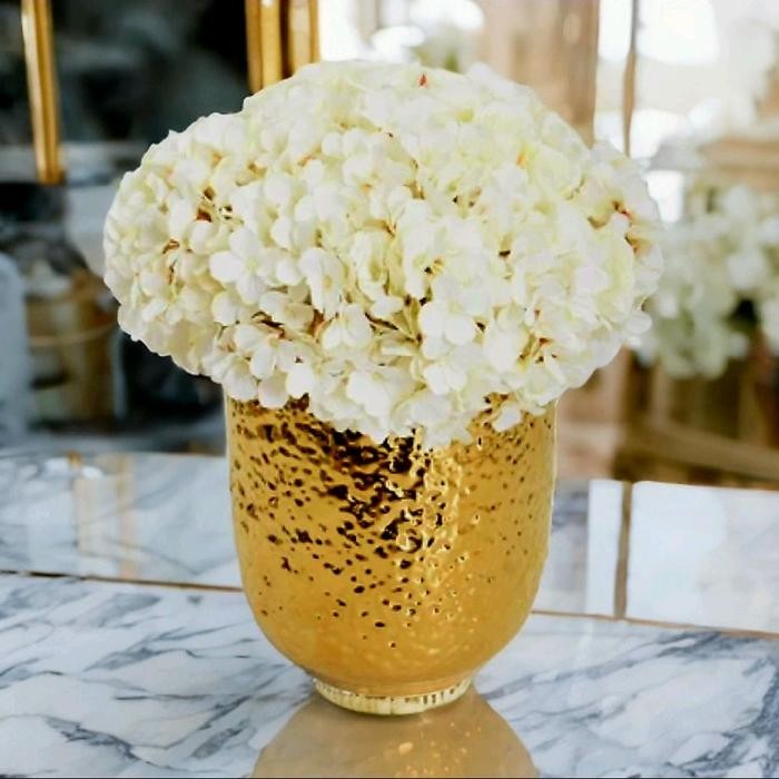 Bunga Buket Artifisial Premium Dengan Vas Keramik Gold 1 Set Ukuran Besar Mewah Dan Elegan Untuk