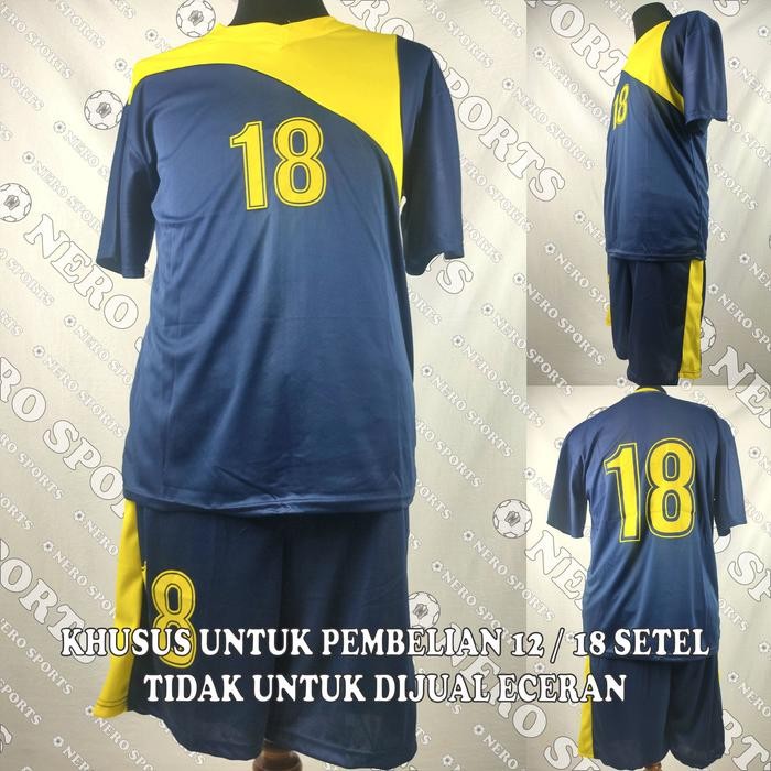 SALE Setelan Futsal Sepak Bola Tim Seragam Dewasa Navy