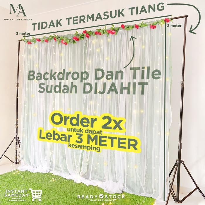 mhho- Kain Dekorasi Backdrop Tiang Abutai Tile Sudah Dijahit Lamaran Nikahan