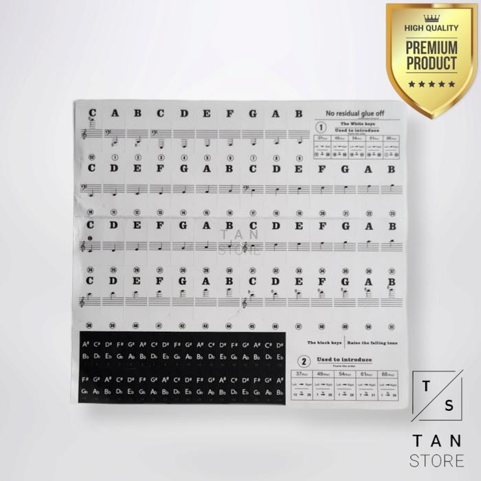 r352- Sticker Label Tuts Piano Keyboard Premium Tidak Berbekas