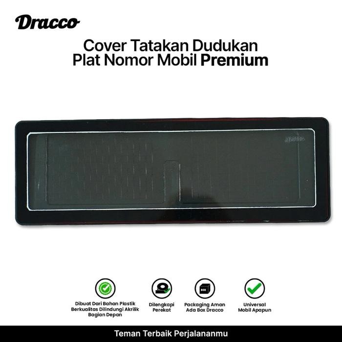 ASLI DRACCO Cover tatakan dudukan tempat mobil hitam glossy 2 pcs premium beserta perekat awet READY