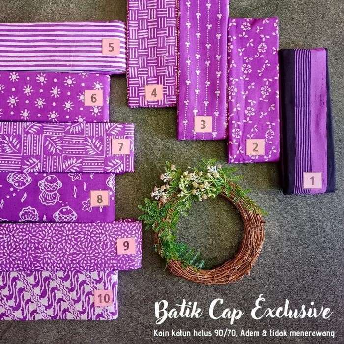 Kain Batik Cap Handmade Serian Ungu Hitam - Ungu Putih (1)
