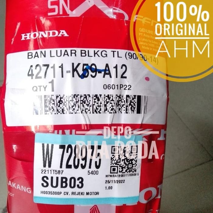 BAN LUAR TUBLES BELAKANG VARIO 125 - 150 ESP (ORIGINAL) 42711-K59-A12